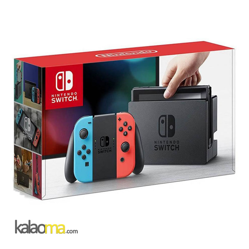 Nintendo Switch With Neon Blue And Neon Red