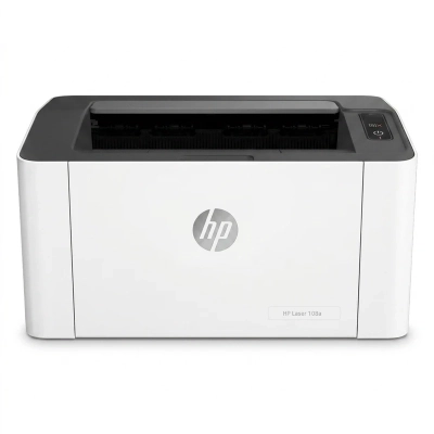 تصویر  پرینتر لیزری تک‌کاره اچ‌پی مدل Laser 108a با اتصال USB، سازگار با Windows و Apple macOS، مناسب کاغذهای A4، A5، A6 و پاکت نامه